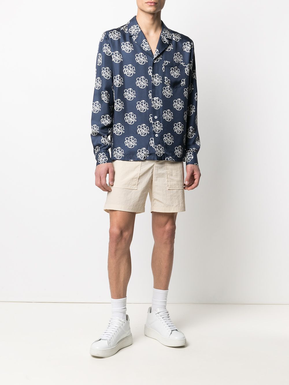 фото Soulland joe monogram-print long-sleeve shirt