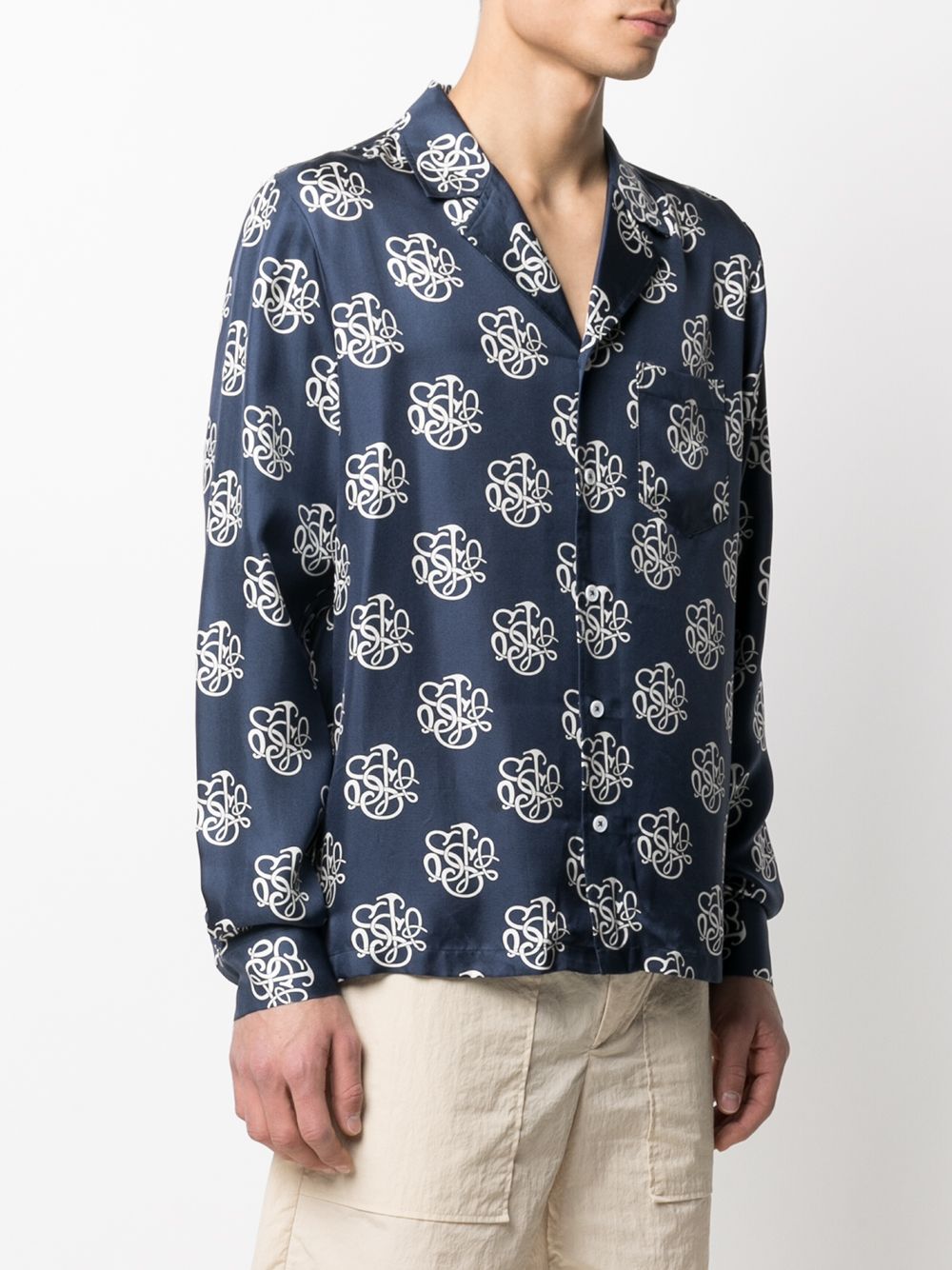 фото Soulland joe monogram-print long-sleeve shirt