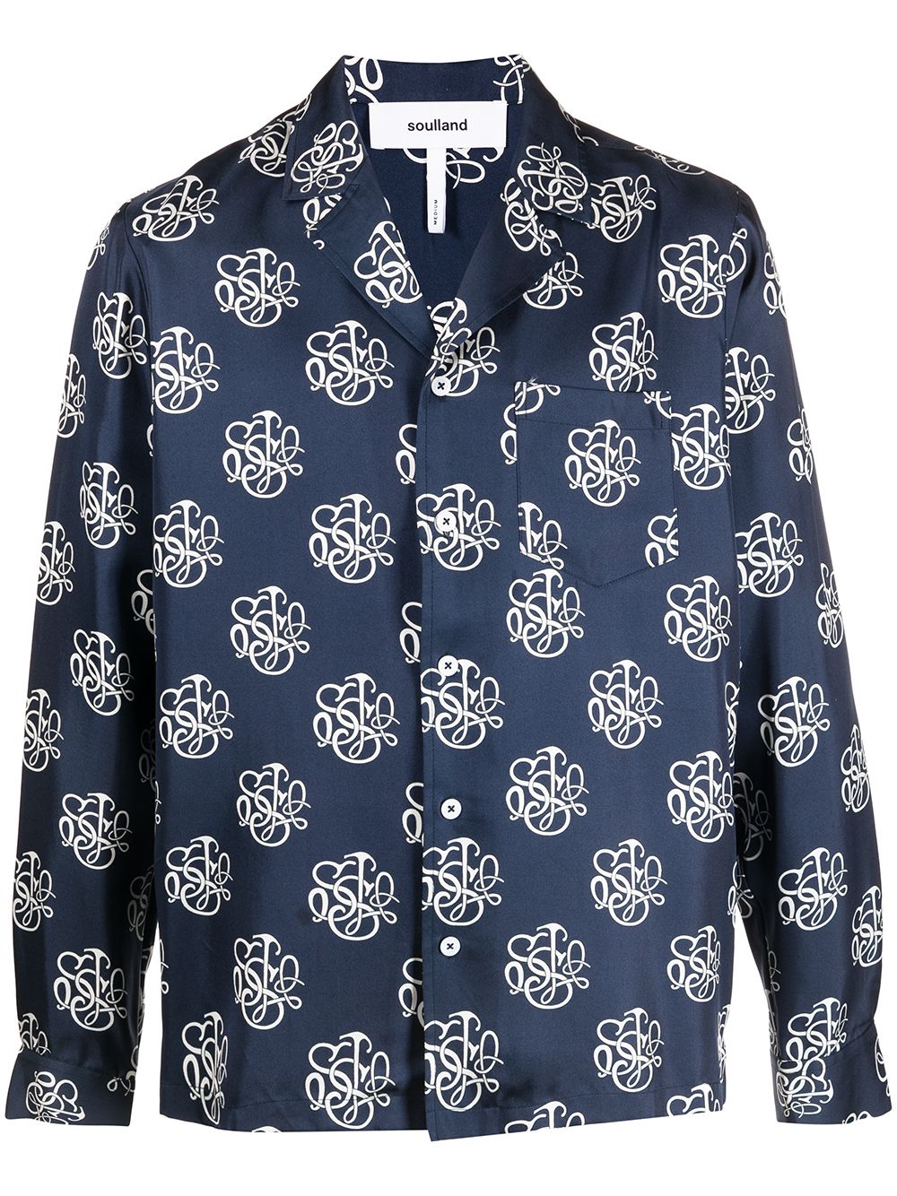 фото Soulland joe monogram-print long-sleeve shirt