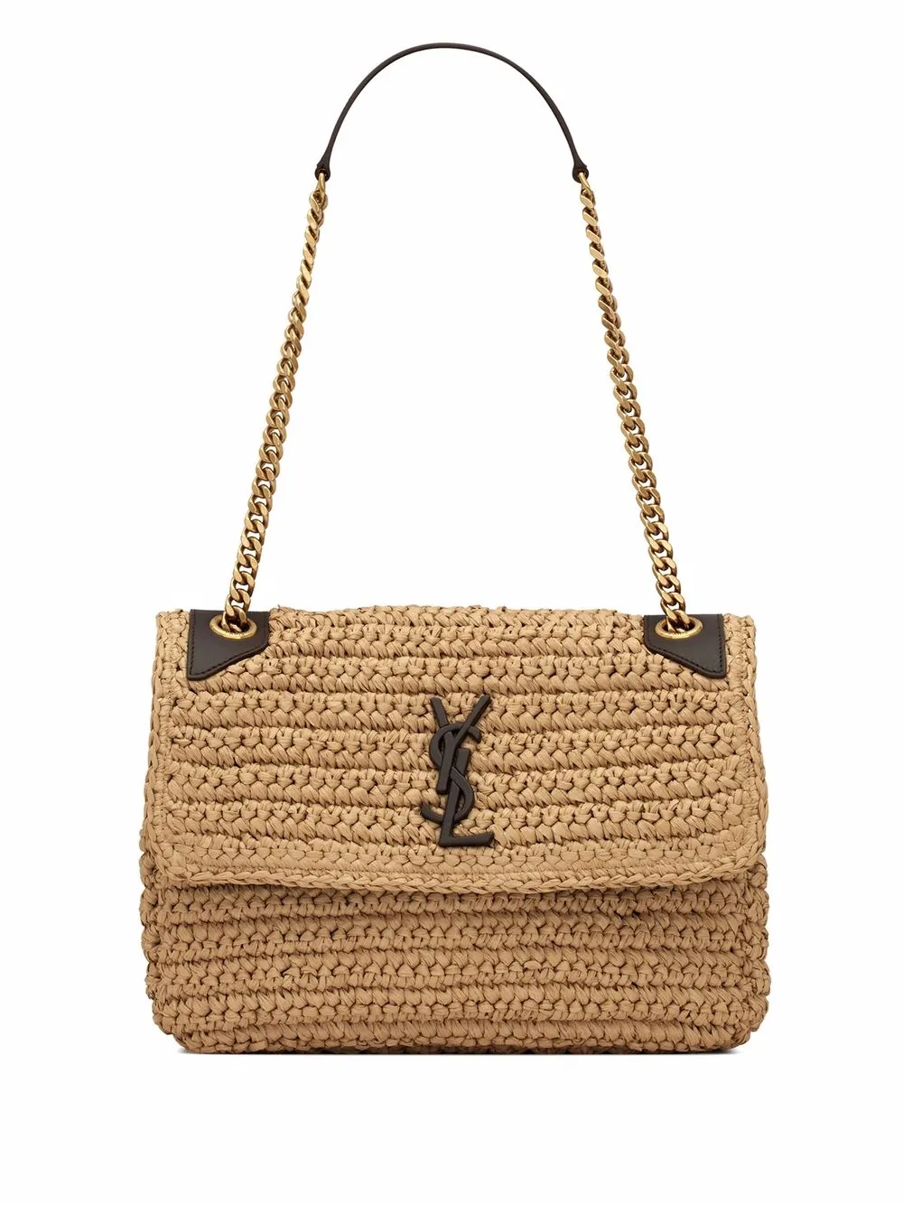 

Saint Laurent medium Niki raffia shoulder bag - Neutrals