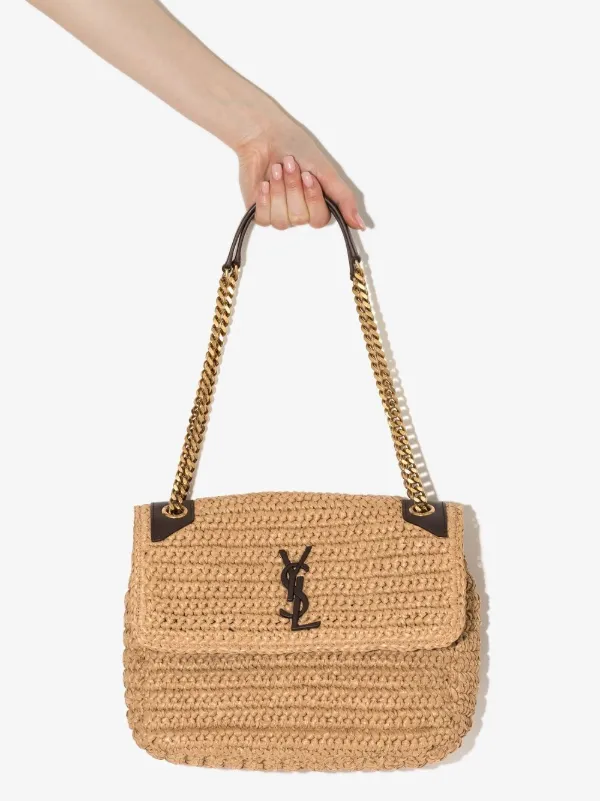 Saint Laurent Medium Niki Raffia Shoulder Bag Neutrals FARFETCH NO