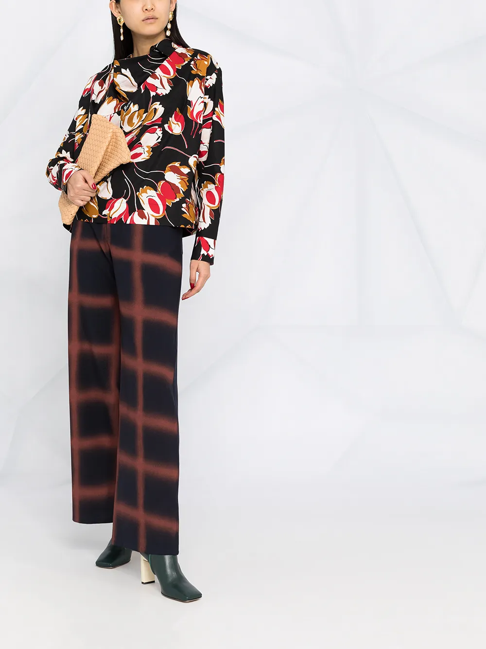 фото Marni широкие брюки в клетку windowpane