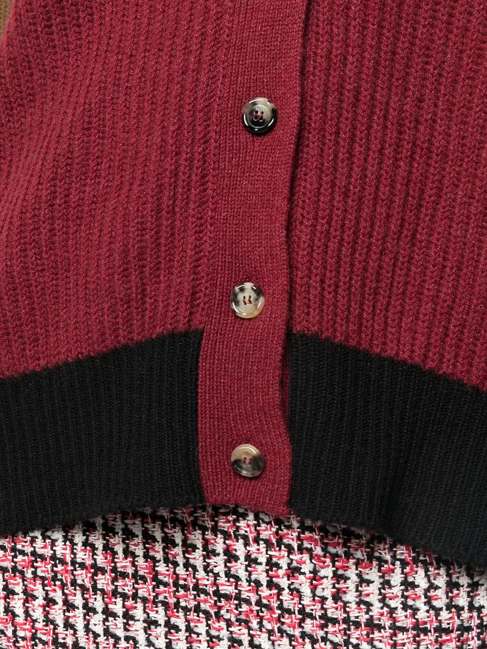 Shop Marni Colour-block Knitted Cardigan In Rot