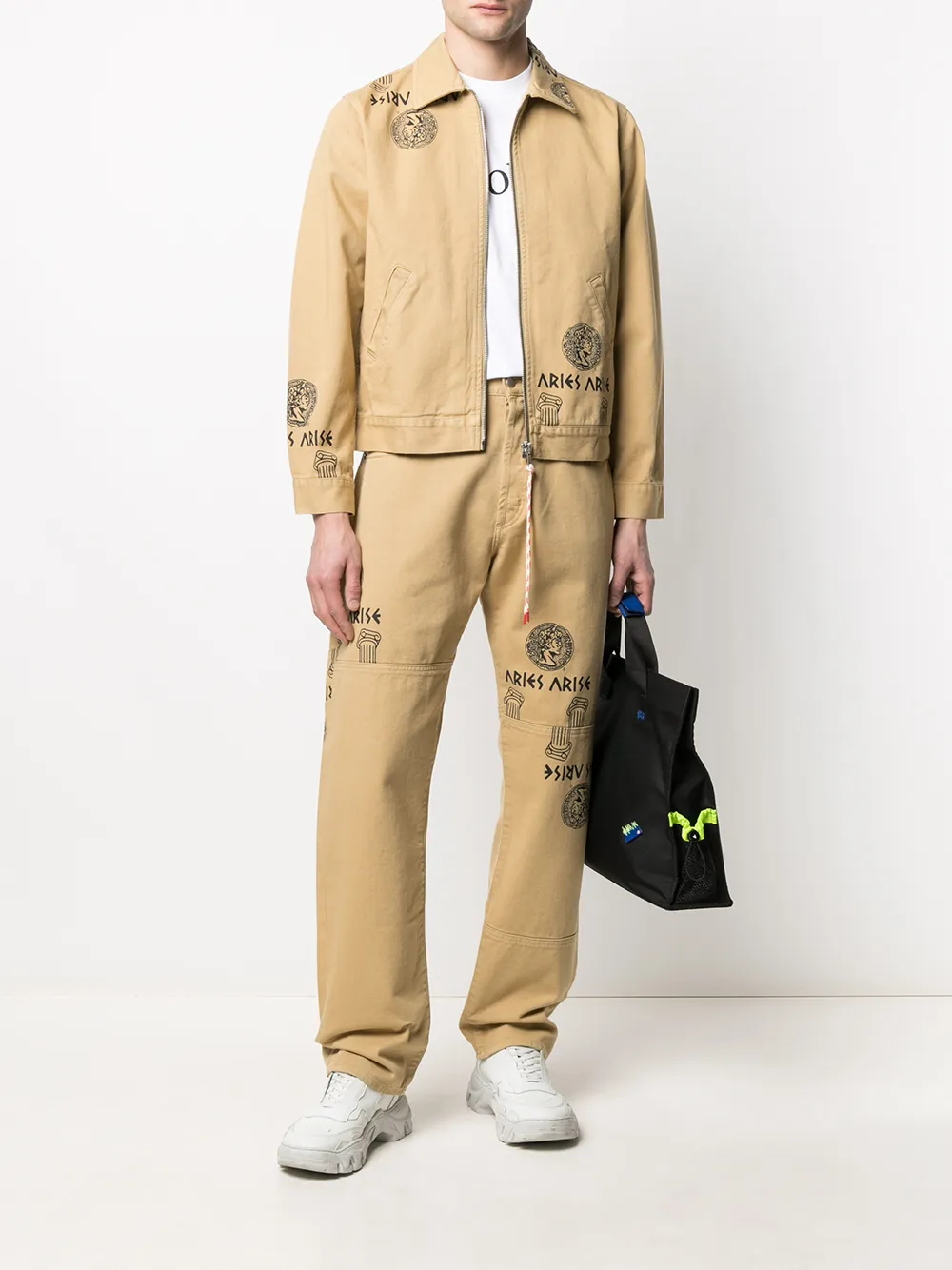 Image 2 of Aries Temple print zipped denim jacket