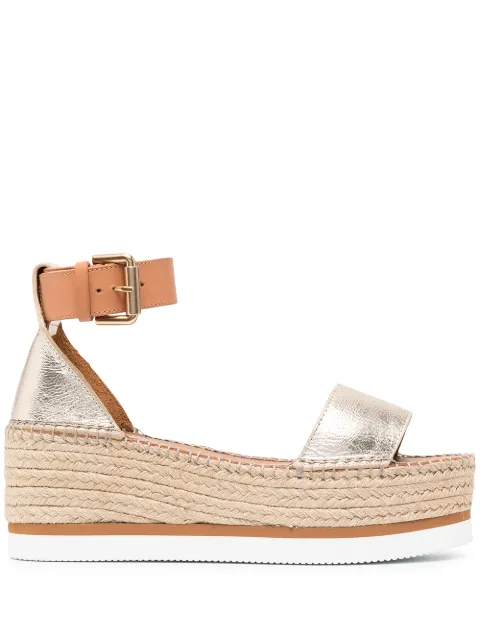 gold espadrille wedge sandals