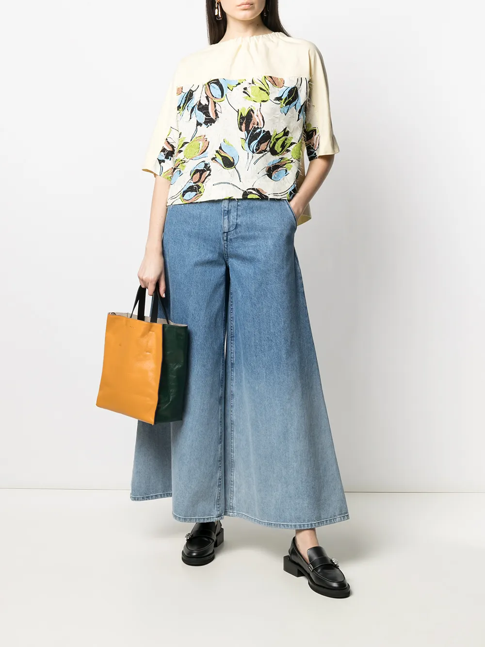 фото Marni расклешенные джинсы с эффектом потертости