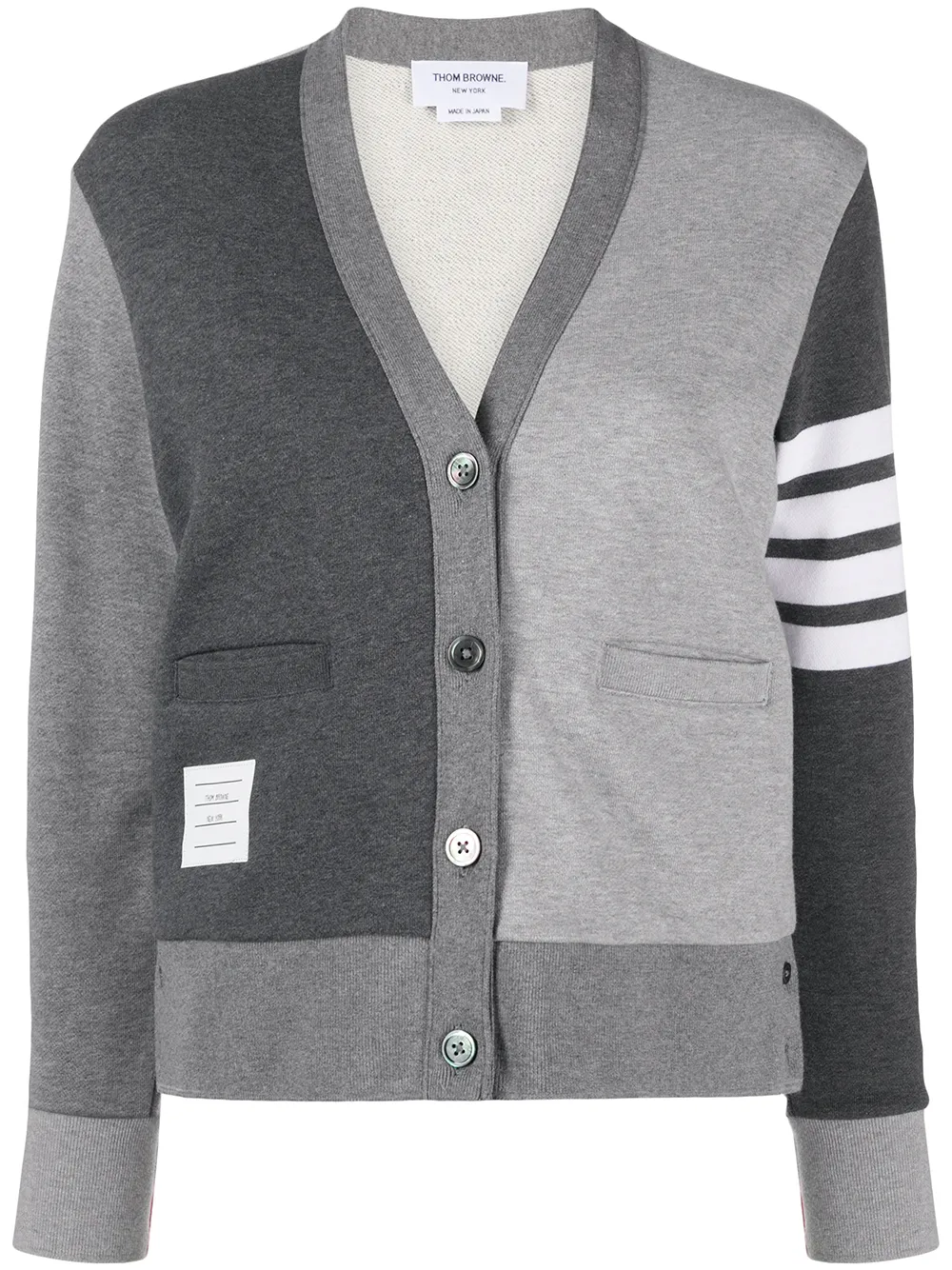 

Thom Browne panelled 4-Bar cotton cardigan - Grey