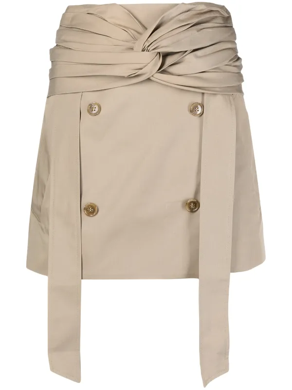 double button wrap mini skirt