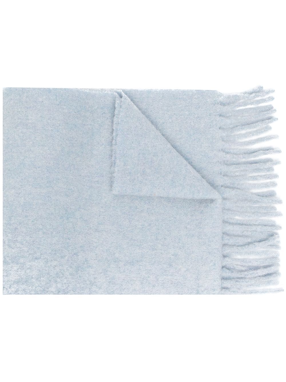 Marni Logo-patch Fringed Scarf In Blue