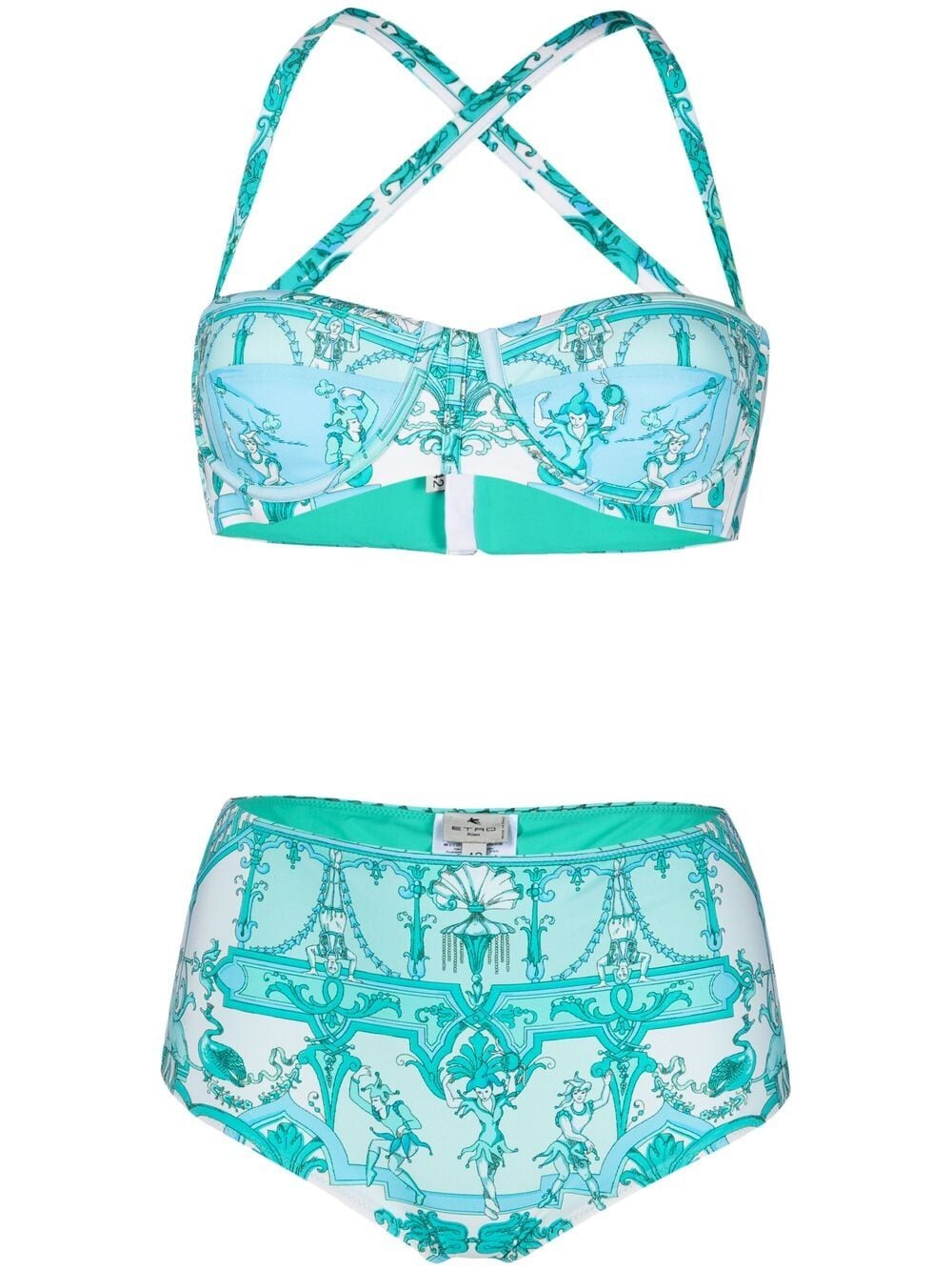 Etro Ornamental Scarf Print Bikini In Blue