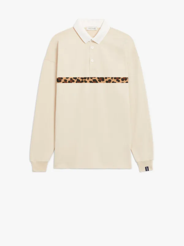 White x Leopard Cotton Rugby Shirt | GJM-202