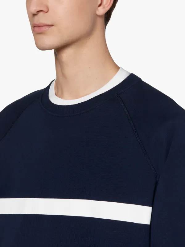 Navy x White Cotton Crew Neck Sweatshirt | GJM-207
