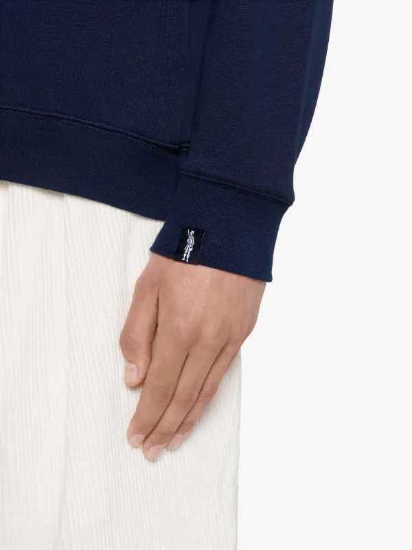 Navy x White Cotton Crew Neck Sweatshirt | GJM-207