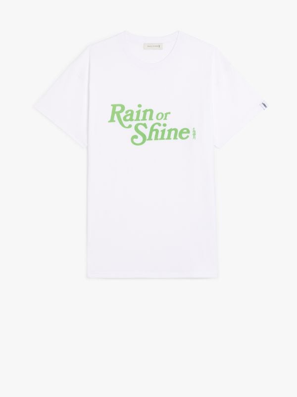 White x Green Cotton RAIN or SHINE T-shirt