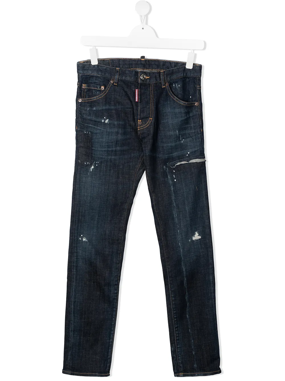фото Dsquared2 kids прямые джинсы с эффектом потертости
