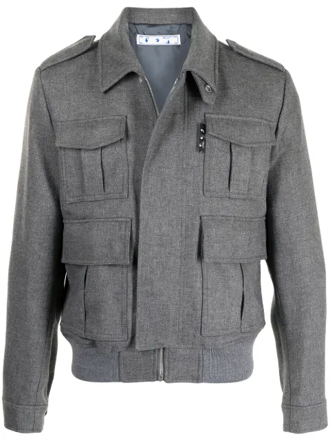 Off-White logo-patch military jacket