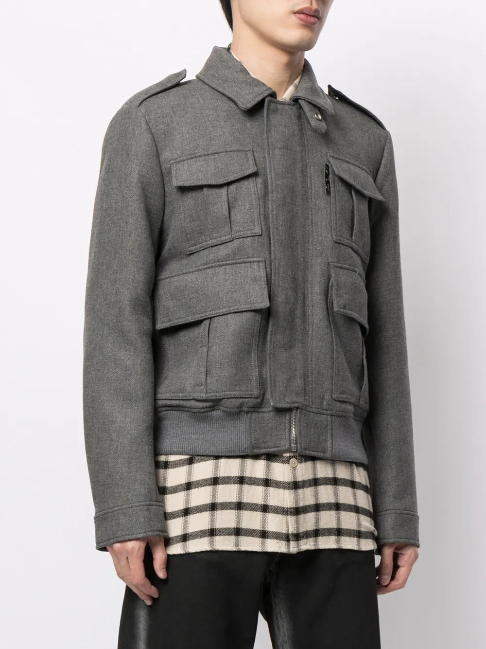 Off White Military Jacke Mit Logo Patch   Grau 