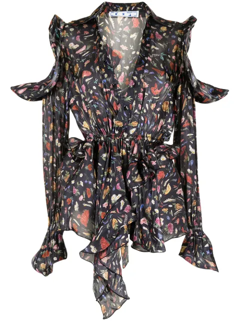 Off-White blusa floral con volantes