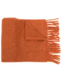 Marni logo-patch fringed scarf - Orange