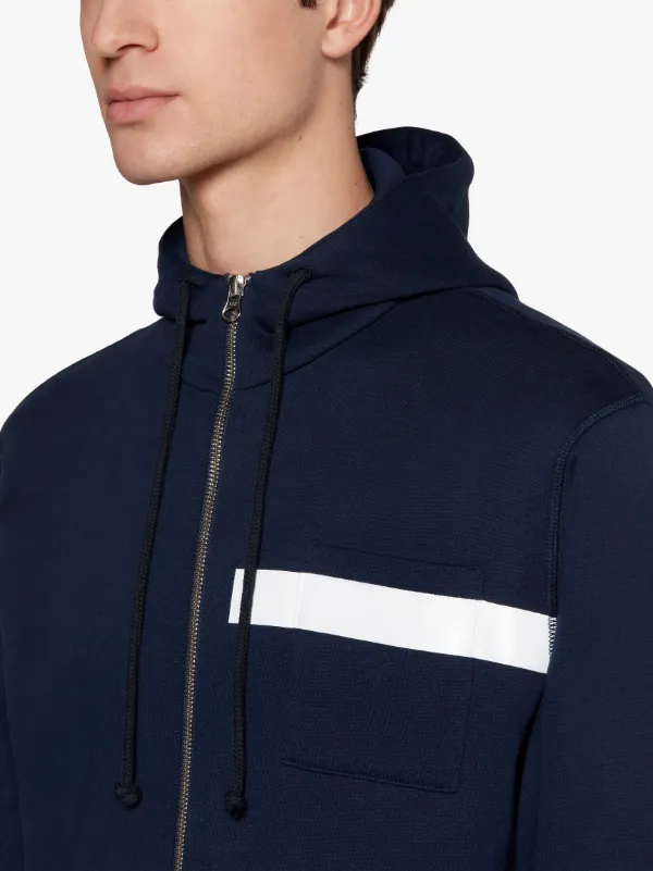Navy x White Cotton Hooded Sweatshirt | GJM-208
