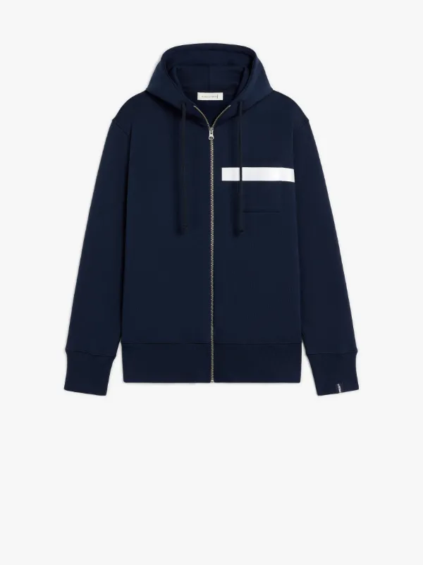 Navy x White Cotton Hooded Sweatshirt | GJM-208