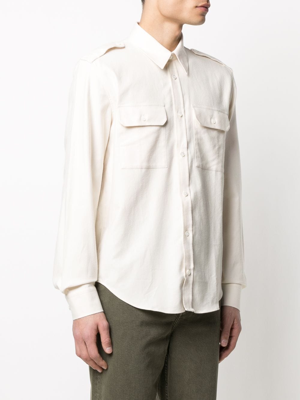 Shop Helmut Lang Long-sleeved Strappy Shirt In White
