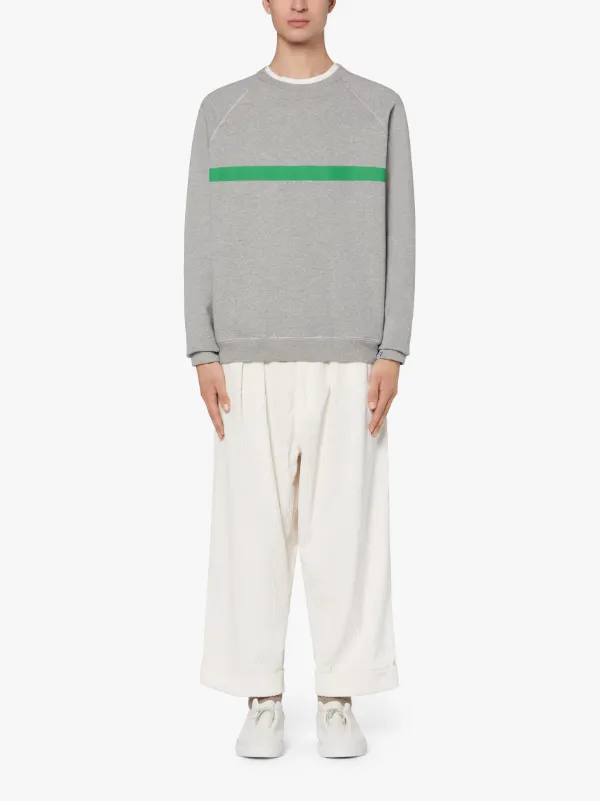 Grey x Green Cotton Crew Neck Sweatshirt | GJM-207