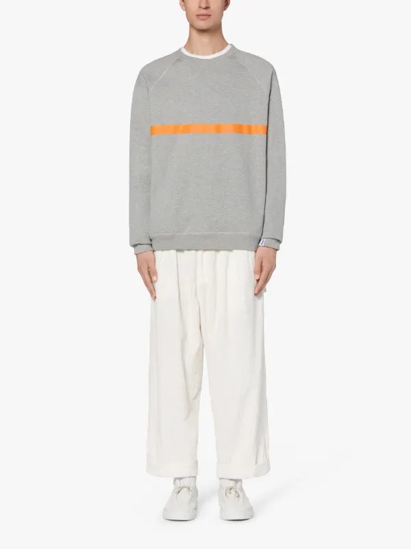 Grey x Orange Cotton Crew Neck Sweatshirt | GJM-207