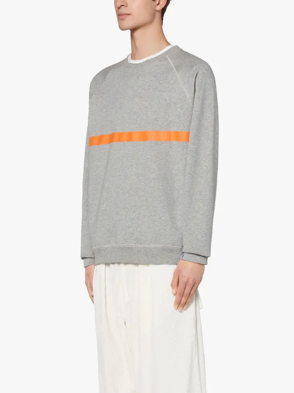Grey x Orange Cotton Crew Neck Sweatshirt | GJM-207