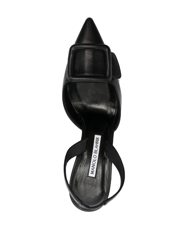 Manolo Blahnik Patent Leather Slingback Heels Black