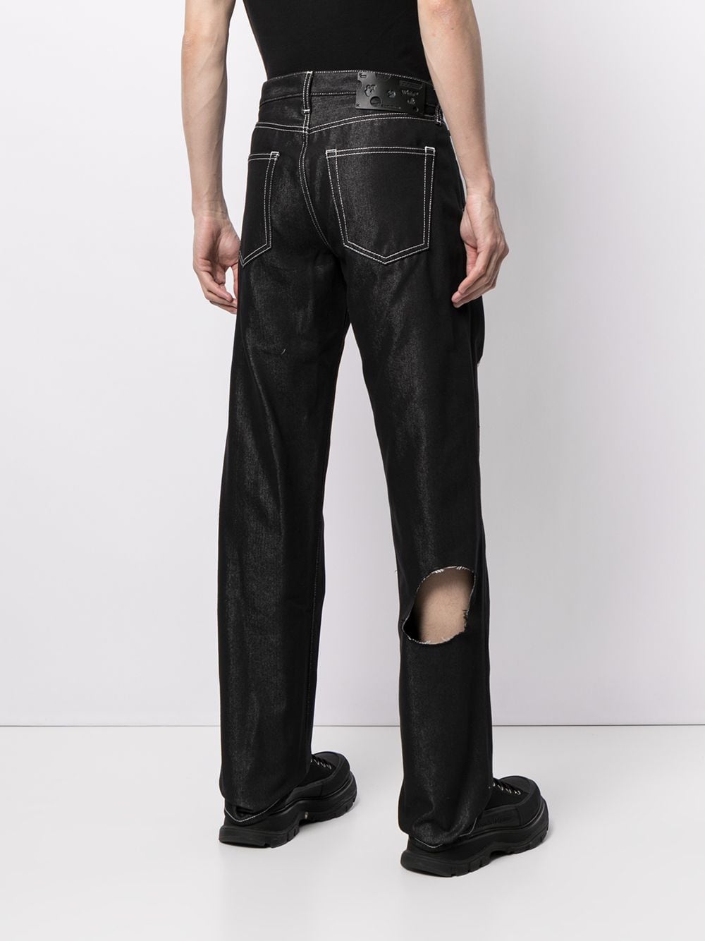 Shop Off-white Cut-out Detail Denim Jeans In Black