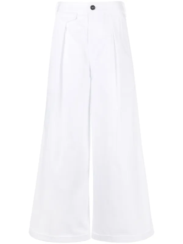 white cotton wide leg trousers