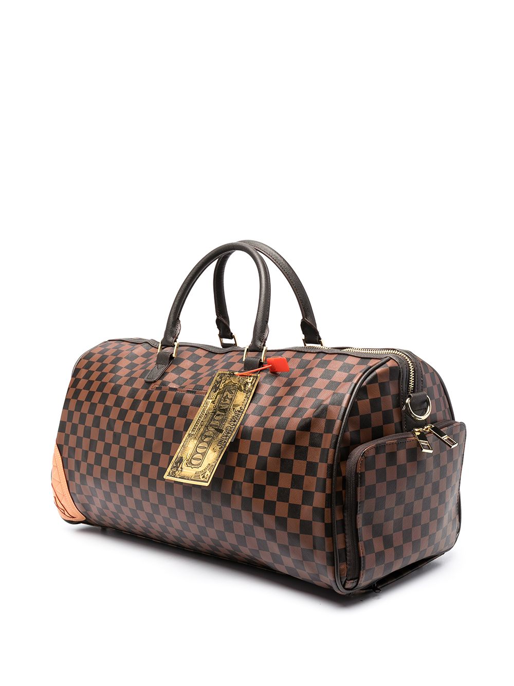 Shop Brown Sprayground Geometric Print Zip Up Holdall With Express Delivery Adefra
