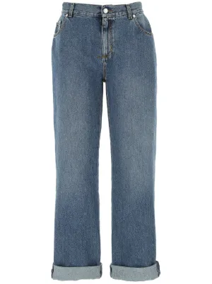 デニム・ジーパン alexander mcqueen FW22 JEANS WIDE LEG (687113_QMABZ1131) Alexander McQueen wide-leg Jeans | Black | FARFETCH