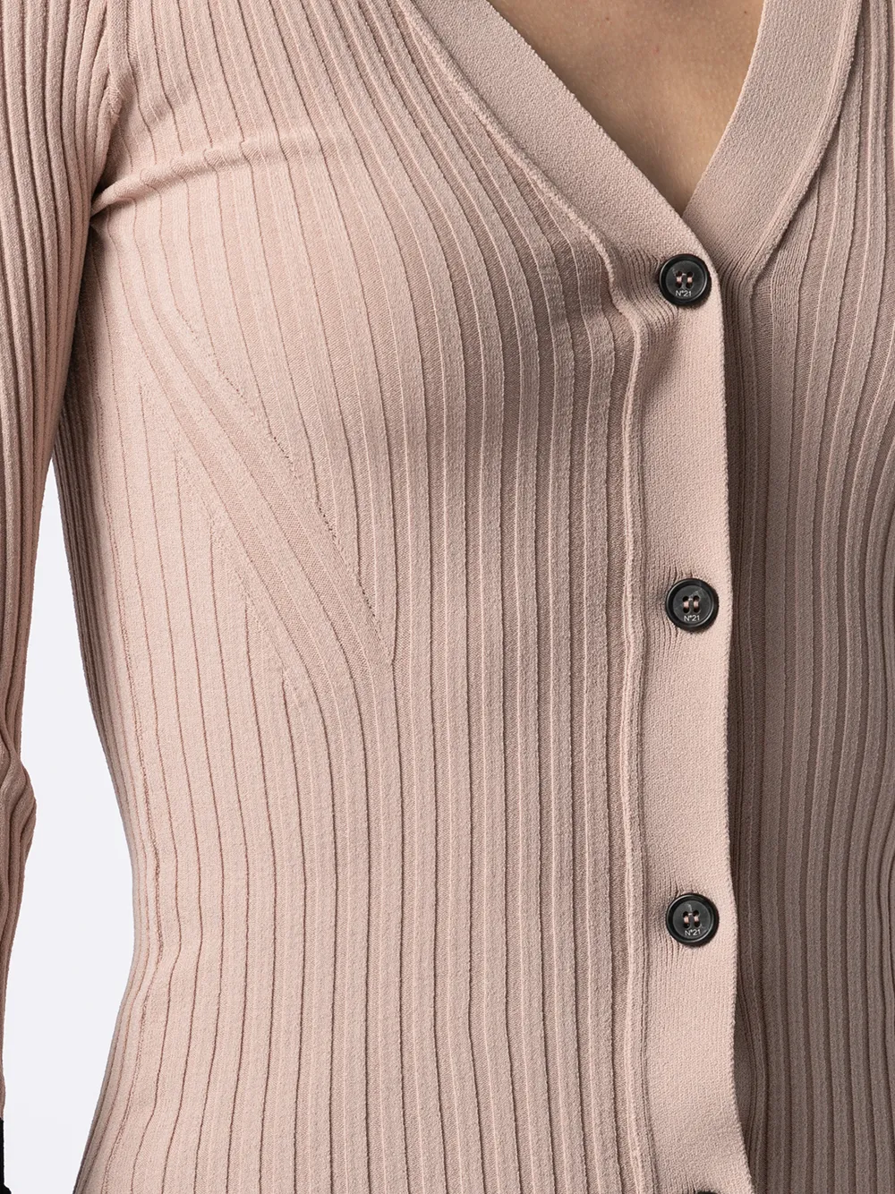 N°21 CONTRAST-CUFFS RIBBED CARDIGAN