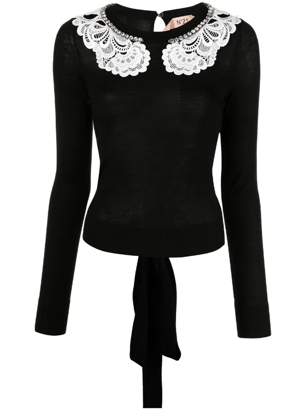 Nº21 lace-collar Jumper Black FARFETCH BE