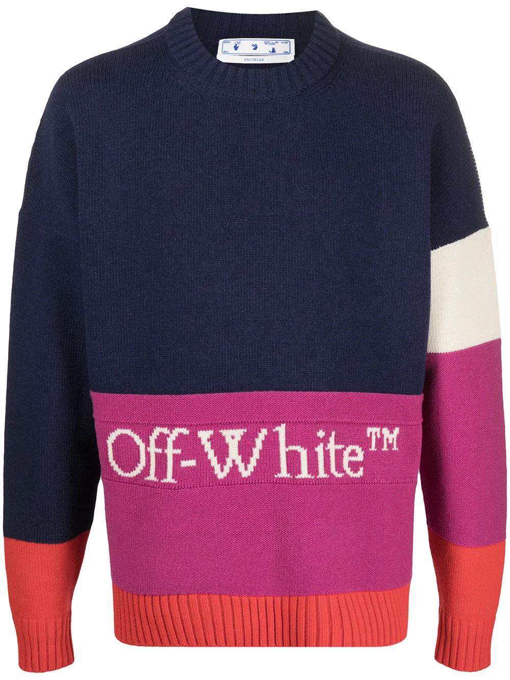 blue off white sweater