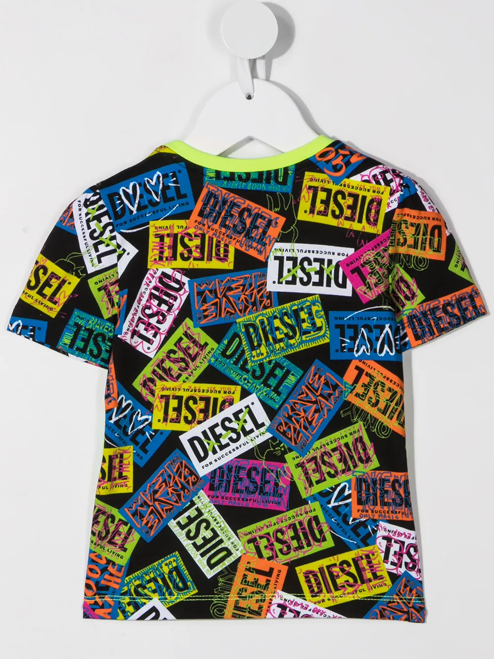 фото Diesel kids футболка в технике пэчворк с логотипом