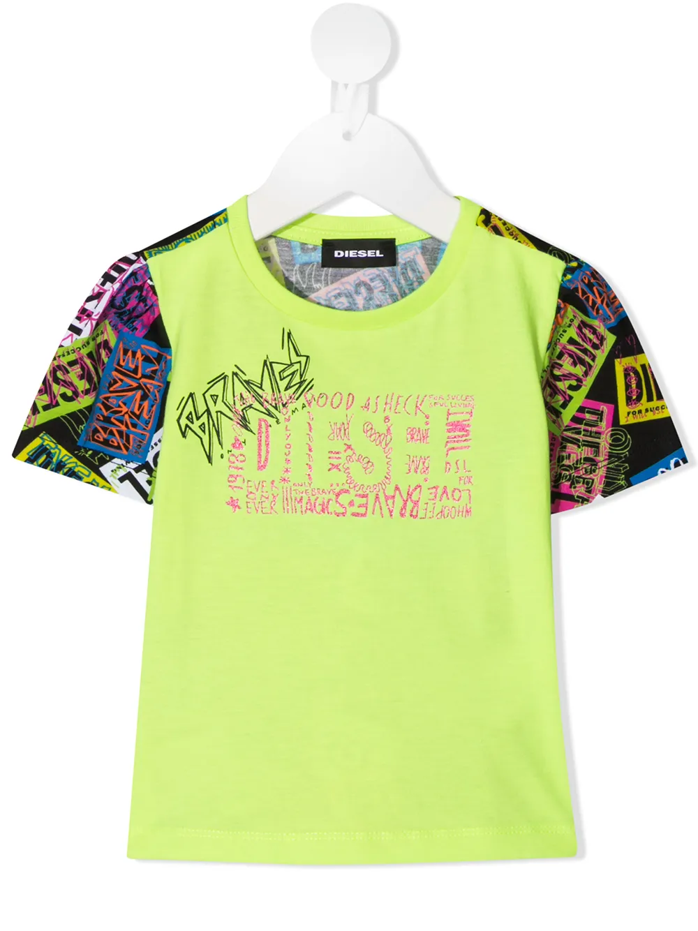 фото Diesel kids футболка в технике пэчворк с логотипом