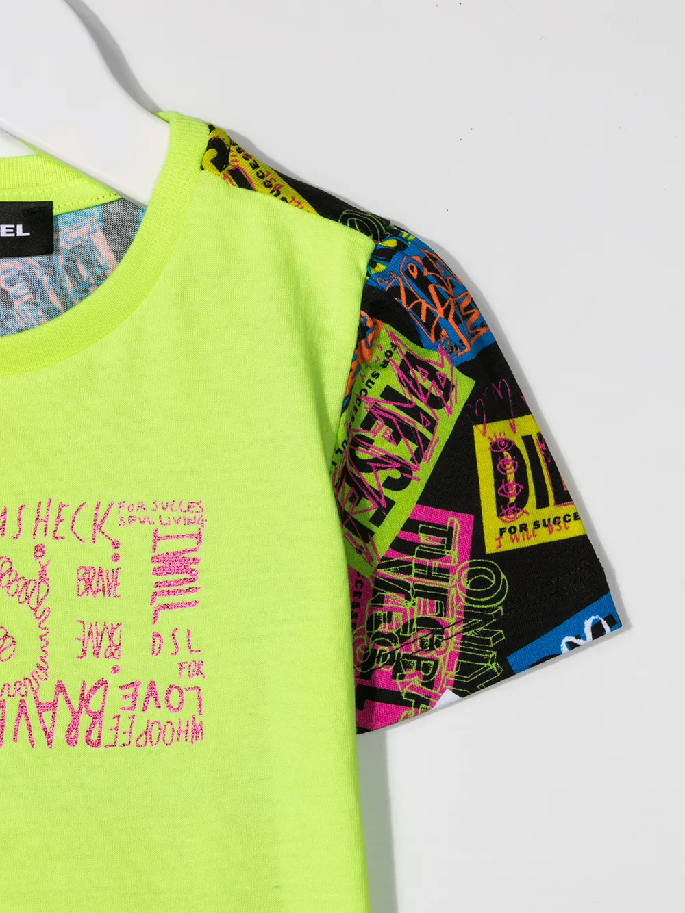 фото Diesel kids футболка в технике пэчворк с логотипом