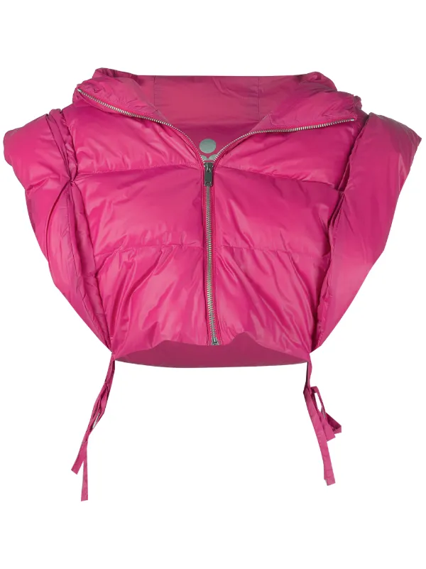 pink sleeveless puffer jacket