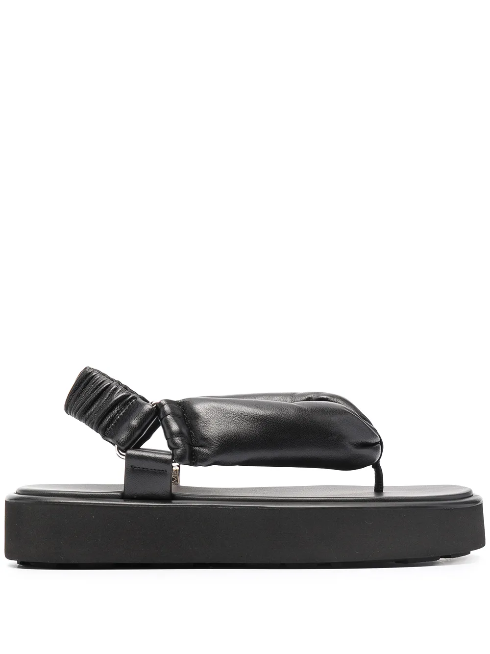 Click to view more detailed imagery on our partner's website Miu Miu 40mm Padded Leather Thong Sandals In Schwarz