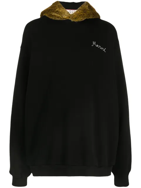 marni logo刺绣超大款连帽衫