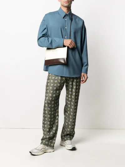 Marni long-sleeve wool shirt blue | MODES