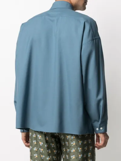 Marni long-sleeve wool shirt blue | MODES