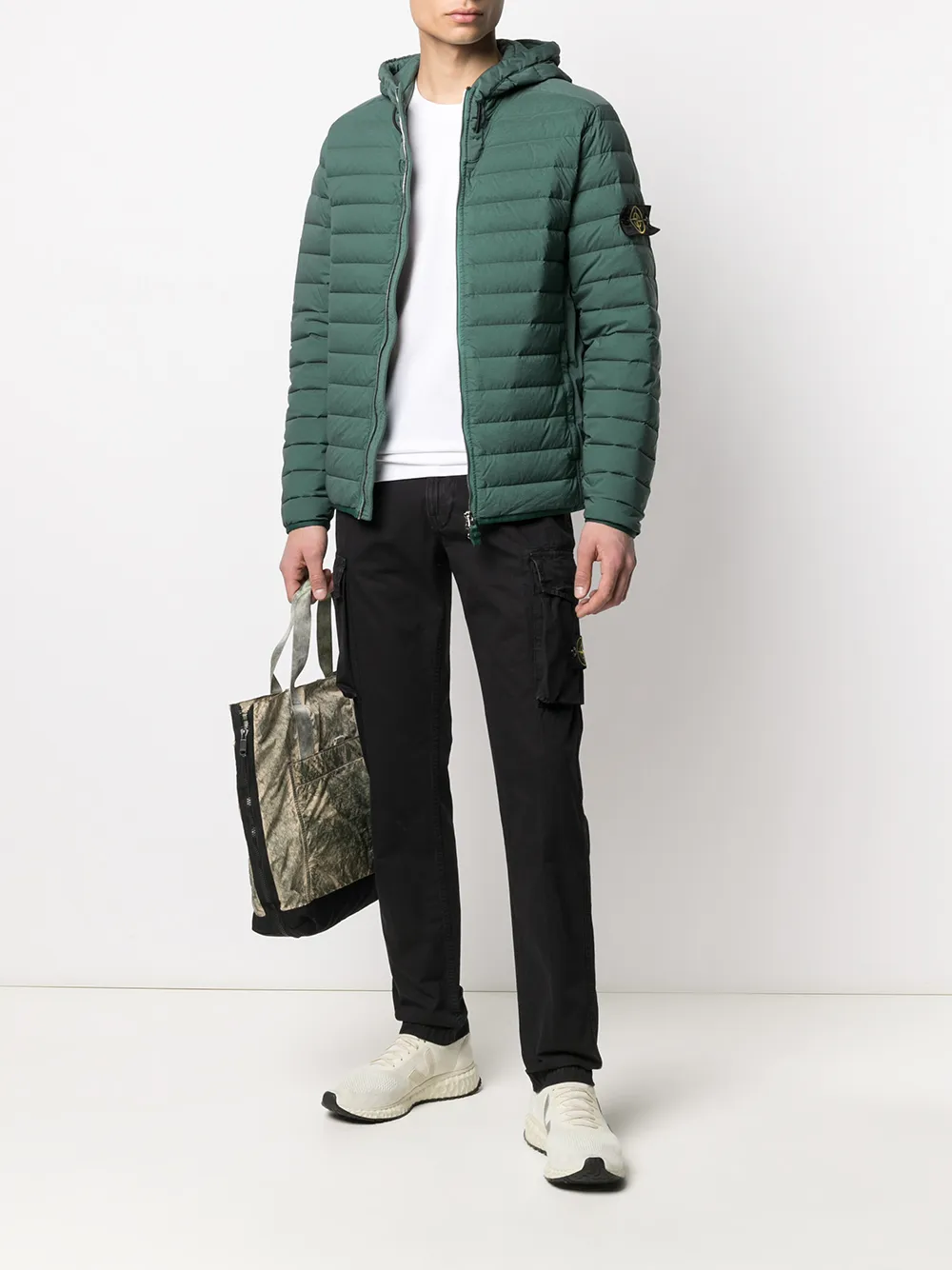 фото Stone island стеганая куртка с капюшоном