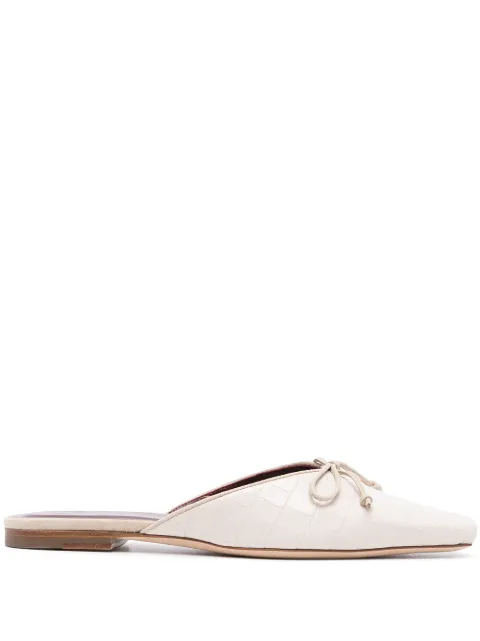 staud gina square toe croc embossed leather mules
