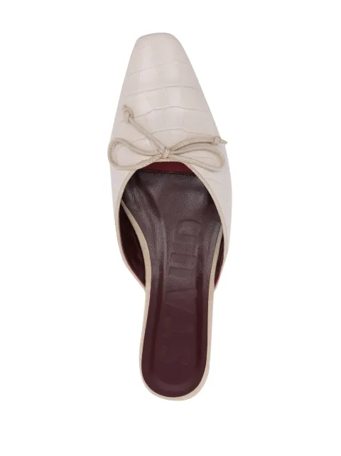 staud gina square toe croc embossed leather mules