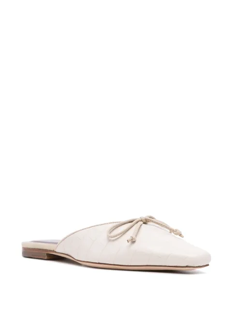 staud gina square toe croc embossed leather mules