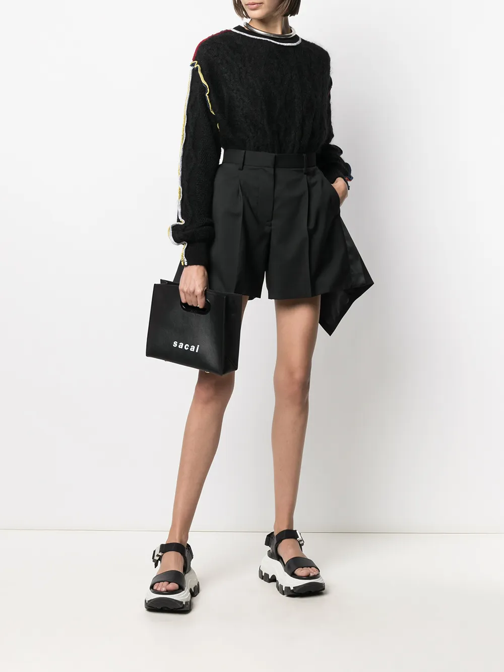sacai Shopper met logoprint - Zwart